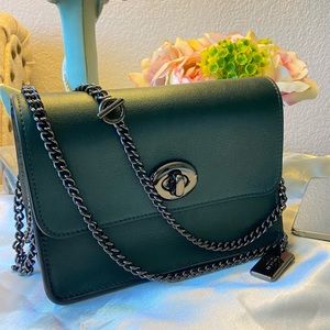 Coach green leather mini 2 way Shoulder Crossbody handbag